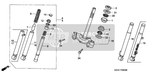 Honda SK50M 1996 Forcella anteriore/Piantone dello sterzo per un 1996 Honda SK50M